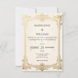 Tarjeta De Confirmación De Asistencia Pigeon Elegant Luxury Gold Boda
