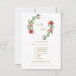 Tarjeta De Confirmación De Asistencia Piñas de Navidad Bolas de Navidad Boda 