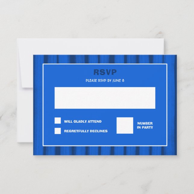 Tarjeta De Confirmación De Asistencia Pinceles Rayas Azul Personalizado Bar Bat Mitzvah (Anverso)