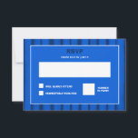 Tarjeta De Confirmación De Asistencia Pinceles Rayas Azul Personalizado Bar Bat Mitzvah<br><div class="desc">Perfecta tarjeta RSVP para incluir con invitación coincidente para un mitzvah de murciélago, bar mitzvah u otra celebración judía! Hand hizo arte abstracto con brochas sueltas para ti en la parte delantera y trasera. ¡TODO PERSONALIZABLE! Haga clic en "Personalizar" para editar el texto. Haga clic en "editar usando la herramienta...</div>