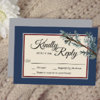 Pine Blue Winter Wedding Response Card