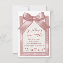 Tarjeta De Confirmación De Asistencia Pink Bow Custom Galentine's Party Invitation