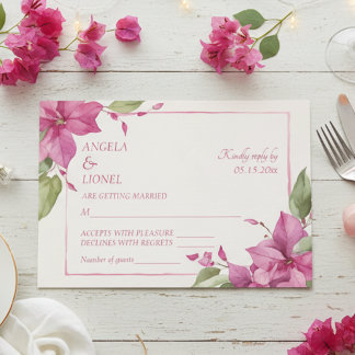 Tarjeta De Confirmación De Asistencia Pink Floral Watercolor Wedding 