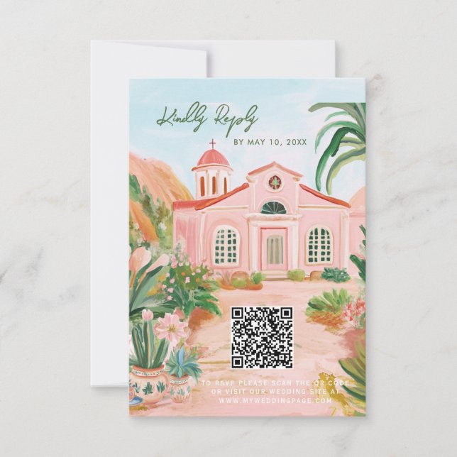 Tarjeta De Confirmación De Asistencia Pink Mexico Destination QR Code (Anverso)