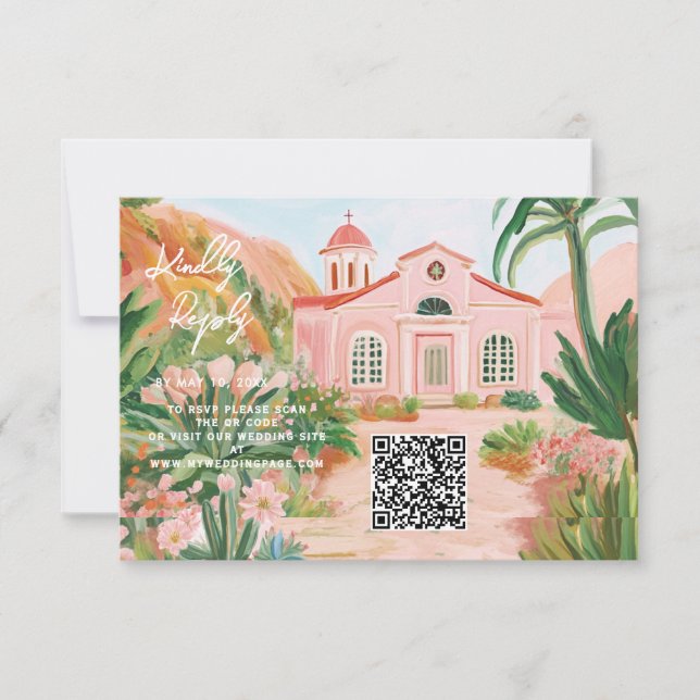 Tarjeta De Confirmación De Asistencia Pink Mexico Destination QR Code (Anverso)