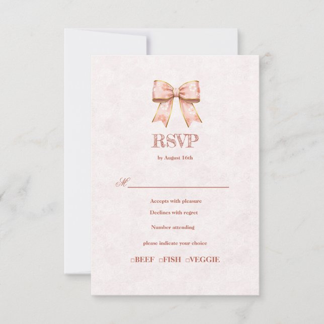 Tarjeta De Confirmación De Asistencia  Pink Sakura Ribbon – Japanese-Inspired (Anverso)