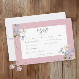 Tarjeta De Confirmación De Asistencia Pink Wildflower Garden Elegant Wedding