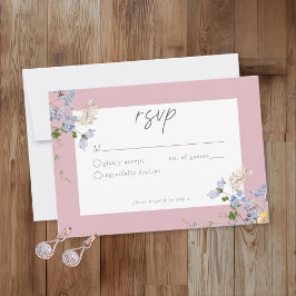 Tarjeta De Confirmación De Asistencia Pink Wildflower Garden Elegant Wedding