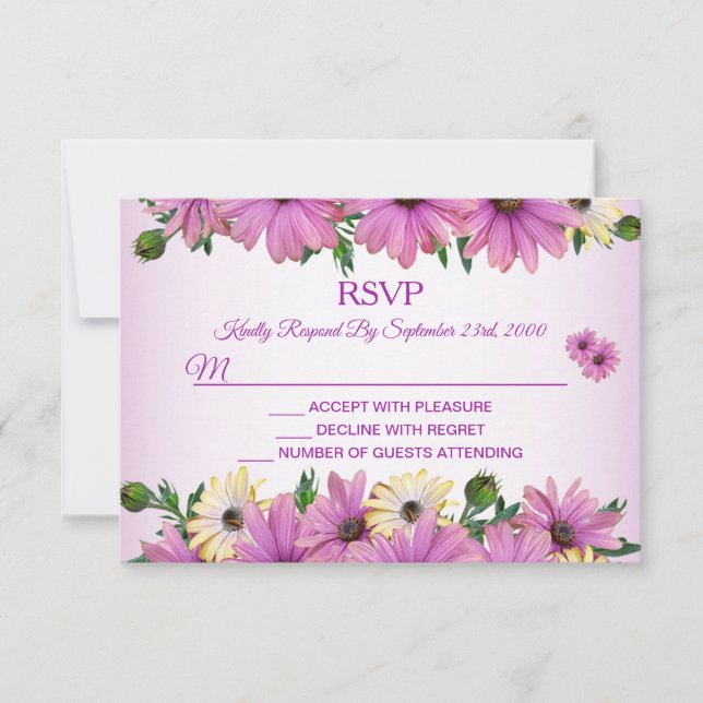 Tarjeta De Confirmación De Asistencia Pink Yellow Floral Rustic Elegant Wedding (Anverso)