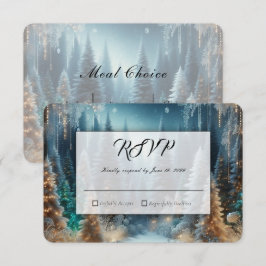 Tarjeta De Confirmación De Asistencia Pinos Helados en Resplandor Invernal de Boda