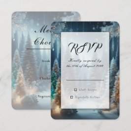 Tarjeta De Confirmación De Asistencia Pinos Helados en Resplandor Invernal de Boda