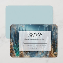 Tarjeta De Confirmación De Asistencia Pinos Helados en Resplandor Invernal de Boda