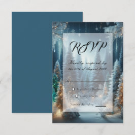 Tarjeta De Confirmación De Asistencia Pinos Helados en Resplandor Invernal de Boda