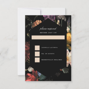 Tarjeta De Confirmación De Asistencia Pintada holandesa floral romántica morena negra