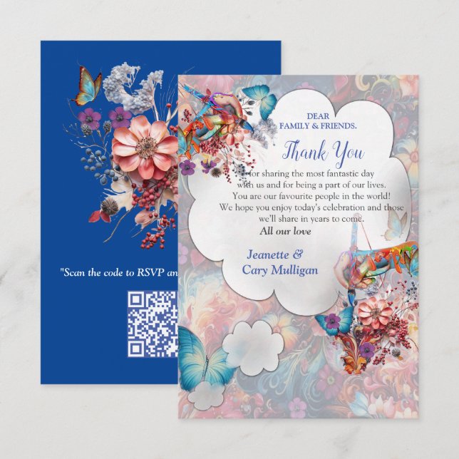 Tarjeta De Confirmación De Asistencia Pintando flores de fantasía que expresan la natura (Anverso / Reverso)