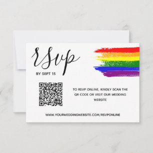 Tarjeta De Confirmación De Asistencia Pintura arcoiris desencadena código QR de Boda LGB