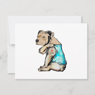 Tarjeta De Confirmación De Asistencia Pitbull Perro Me Encanta Papá Tatuaje Divertida Fa