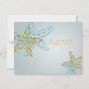Tarjeta De Confirmación De Asistencia PixDezines 4.25"x5.5" rsvp, pez estrella para 5x7