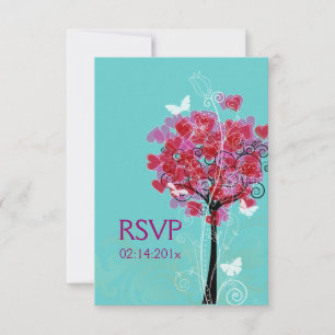 Tarjeta De Confirmación De Asistencia PixDezines árbol del corazón/fondo del día