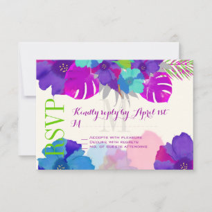 Tarjeta De Confirmación De Asistencia PixDezines bali kai/green/púrpura/DIY