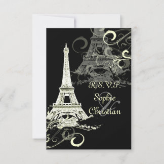 Tarjeta De Confirmación De Asistencia PixDezines GRANDE RSVP/LA TORRE EIFFEL/REMOLINOS D