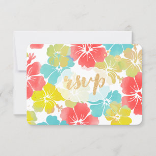 Tarjeta De Confirmación De Asistencia PixDezines hibiscus/floral/rsvp
