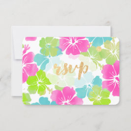 Tarjeta De Confirmación De Asistencia PixDezines hibiscus/floral/rsvp
