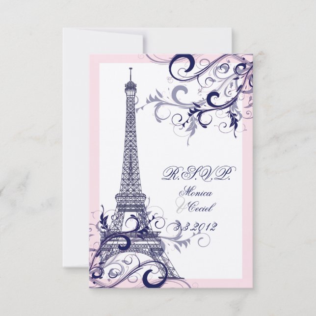 Tarjeta De Confirmación De Asistencia PixDezines la tour eiffel/parís (Anverso)