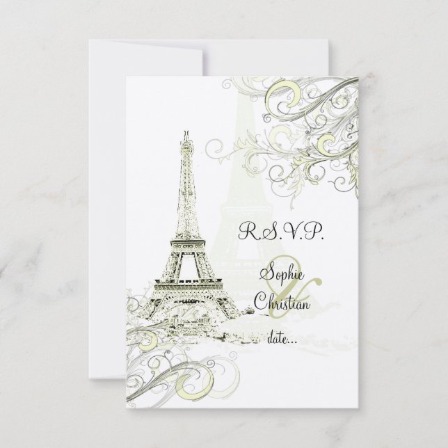 Tarjeta De Confirmación De Asistencia PixDezines la tour eiffel/parís (Anverso)