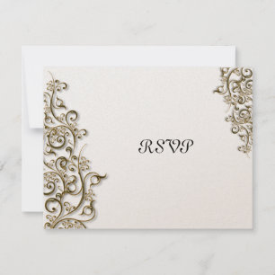 Tarjeta De Confirmación De Asistencia PixDezines Ornamental Rustic Gold Swirls