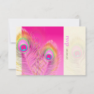Tarjeta De Confirmación De Asistencia PixDezines Pizzazz Peacock Feather