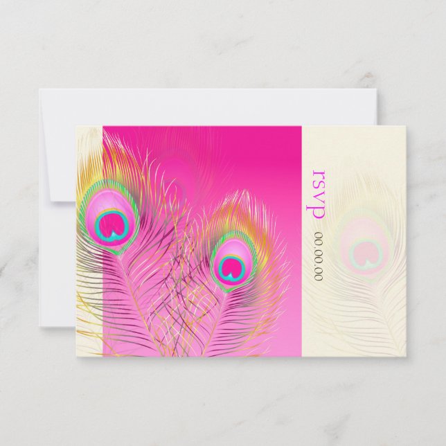 Tarjeta De Confirmación De Asistencia PixDezines Pizzazz Peacock Feather (Anverso)