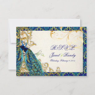 Tarjeta De Confirmación De Asistencia PixDezines pluma de pavo real/aqua/turquesa