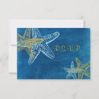 Tarjeta De Confirmación De Asistencia PixDezines rsvp, boda Starfish/blue/beach