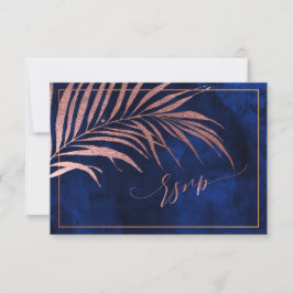 Tarjeta De Confirmación De Asistencia PixDezines RSVP, Palm Fronds | Faux Rosa Gold