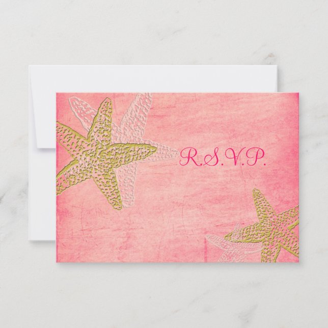 Tarjeta De Confirmación De Asistencia PixDezines RSVP, PINK STARFISH para 5x7 (Anverso)