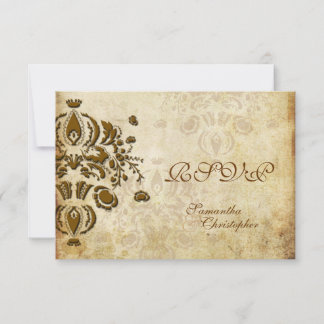 Tarjeta De Confirmación De Asistencia PixDezines RSVP, VINTAGE DOLCE DAMASK