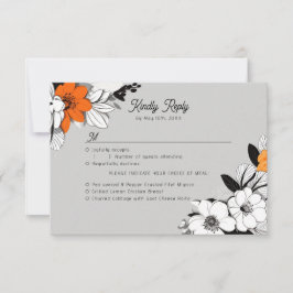 Tarjeta De Confirmación De Asistencia Platos de flores de arte lineal