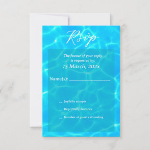 Tarjeta De Confirmación De Asistencia Playa de Agua Azul y Boda de Destino Tema Oceánico