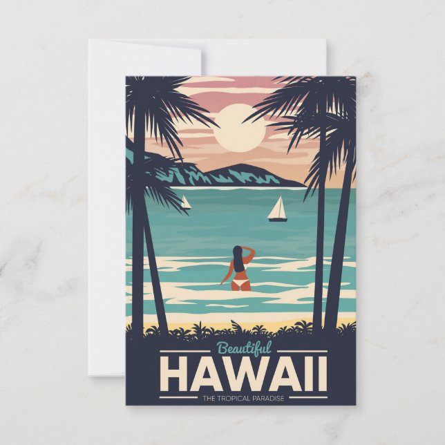 Tarjeta De Confirmación De Asistencia Playa de Hawaii con estilo (Anverso)