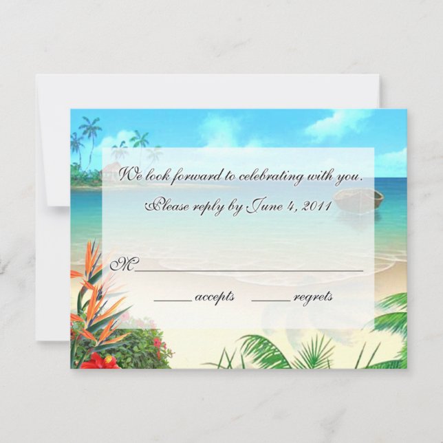 Tarjeta De Confirmación De Asistencia Playa exótica RSVP-2 (Anverso)