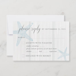 Tarjeta De Confirmación De Asistencia Playa Tropical Starfish Rústica Elección de Comida