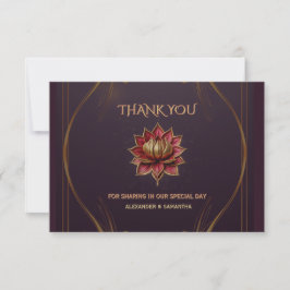 Tarjeta De Confirmación De Asistencia Plum Gothic Wedding Thank You Card Gold