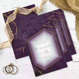 Tarjeta De Confirmación De Asistencia Plum ID867 del Boda de resumen de oro de líneas fi