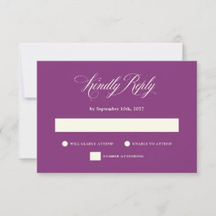 Tarjeta De Confirmación De Asistencia Plum Purple   Boda de elegancia italiana