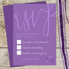 Tarjeta De Confirmación De Asistencia Plum Purple Calligraphy Script Wedding Tarjeta RSV