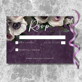 Tarjeta De Confirmación De Asistencia Plum Purple Elegant Boda Floral Moderno