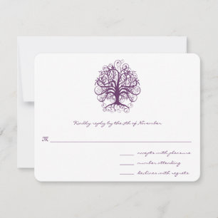 Tarjeta De Confirmación De Asistencia Plum Swirl Tree Boda Response Card