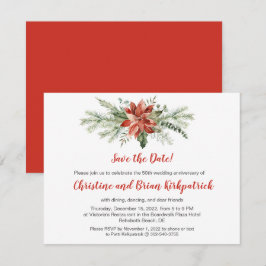 Tarjeta De Confirmación De Asistencia Poinsettia Roja de Siempreverde Navidad - Patti K 