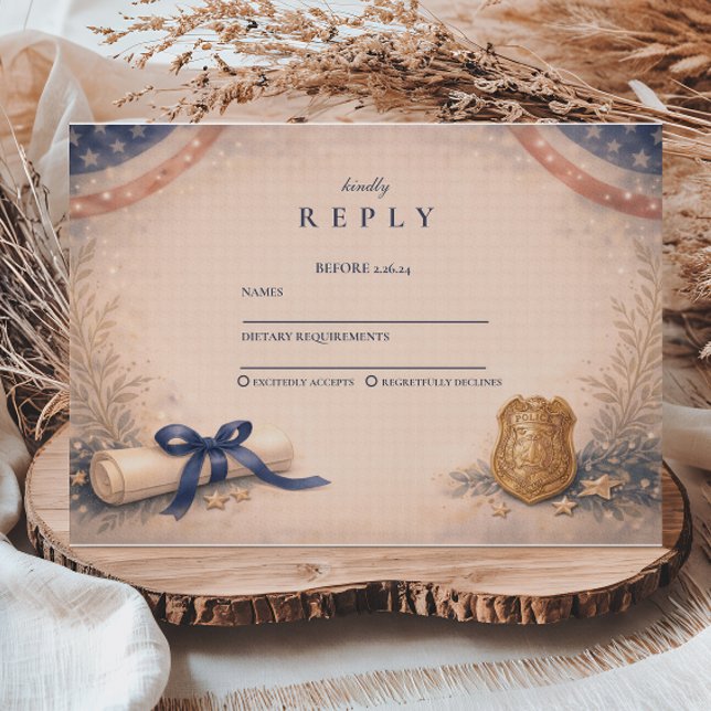 Tarjeta De Confirmación De Asistencia Police Officer Academy Milestone Graduation (Subido por el creador)